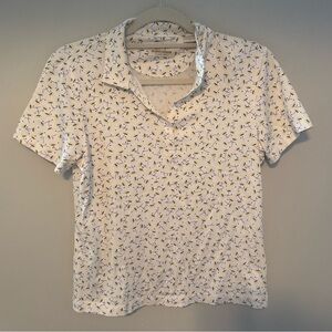 EP Pro Golf Dandelion Floral Polo Shirt Size Medium White